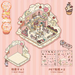 Holiday Tour Finish Series DIY 3D Scene Stickers — 4 Cute Miniature Travel Scenes