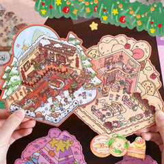 Holiday Tour Finish Series DIY 3D Scene Stickers — 4 Cute Miniature Travel Scenes