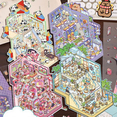 Playing Game Collection DIY 3D Scene Stickers — 4 Cute Miniature Game Themes