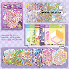 3D scene sticker set girl stickers