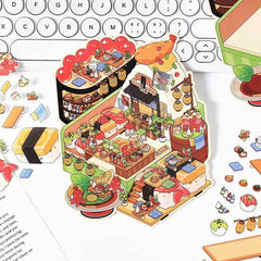 Epicurean Haven DIY 3D Scene Stickers — 4 Cute Miniature Food & Drink Scenes