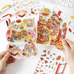 Epicurean Haven DIY 3D Scene Stickers — 4 Cute Miniature Food & Drink Scenes