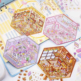 Cozy Critter Shops DIY 3D Sticker Collection — 4 Cute Miniature Shop Scenes