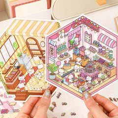 Fluffy Sweet Haven DIY 3D Scene Stickers β 4 Miniature Bakery & Candy Themes