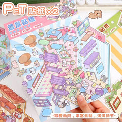 Furry Friends Town DIY 3D Scene Stickers — Lovely Miniature Town Scenes