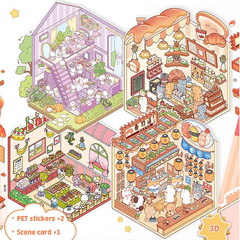 Critter Shop DIY 3D Scene Stickers β 4 Cute Miniature Shops