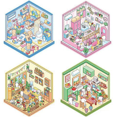Life Series DIY 3D Sticker Collection β 4 Cute Miniature Scenes
