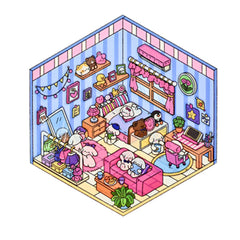 Puppy Bedroom & Meow Ice Cream Shop DIY 3D Sticker Collection — 2 Cute Scenes