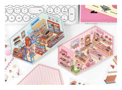 Corner Series: Sweet Sip Stay Shop DIY 3D Scene Stickers โ 4 Lovely Miniature Shops