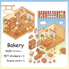 Welcome to My Little World DIY 3D Scene Stickers– Bakery & Library 3D Scenes