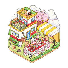 Animal Party DIY 3D Sticker Collection — 4 Cute Miniature Party Scenes