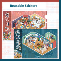 Reusable Stickers — Shared Living Diary DIY 3D Sticker Collection — 2 Cute Scenes