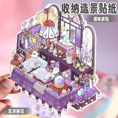 Style Desk DIY 3D Scene Stickers β 4 Cute Miniature Desk Themes