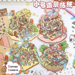 Music Machine Shop DIY 3D Scene Stickers - 4 Cute Miniature Scenes