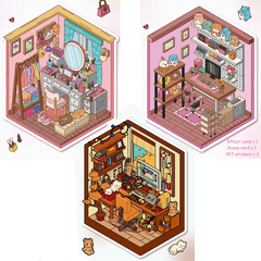 My Rooms DIY 3D Scene Stickers 3 Lovely Miniature Scenes(dressing room&study room&gaming room)