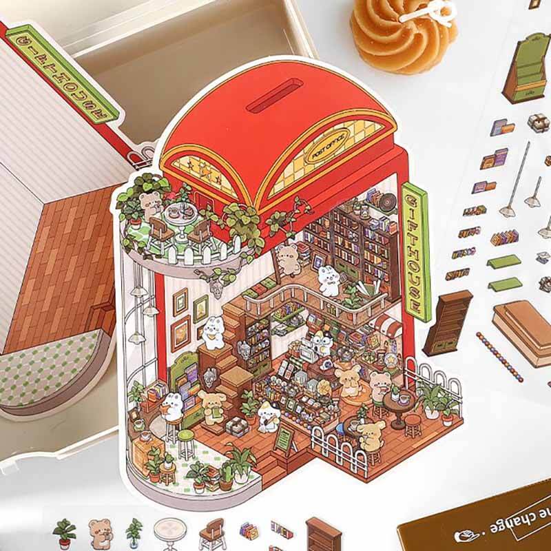 Fantasy Gift Shop DIY 3D Scene Stickers — 4 Cute Miniature Fantasy Shops
