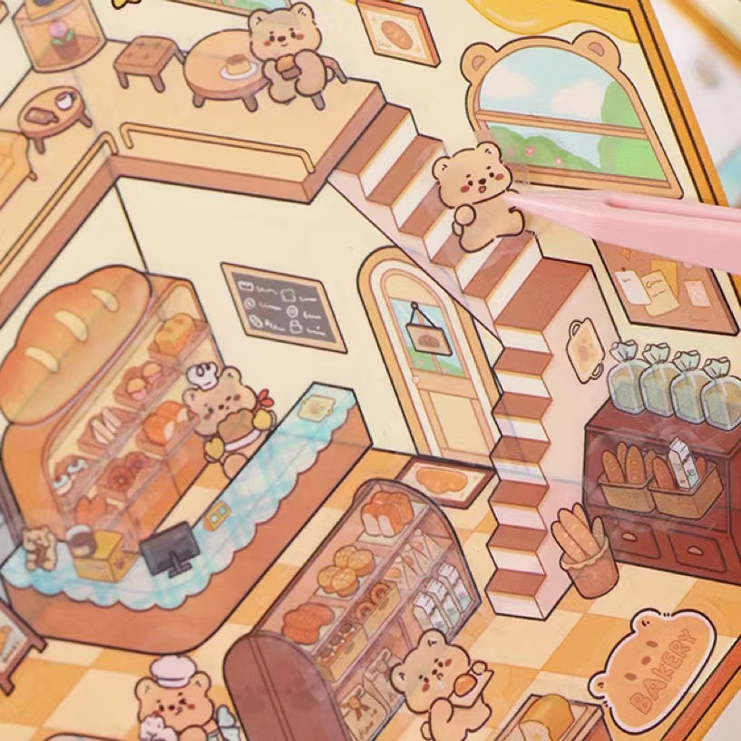 Cute Animals Shop 1.0 DIY 3D Scene Stickers — 4 Cute Miniature Animal Shops