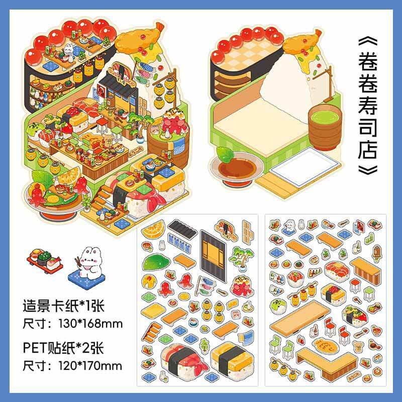 Epicurean Haven DIY 3D Scene Stickers — 4 Cute Miniature Food & Drink Scenes