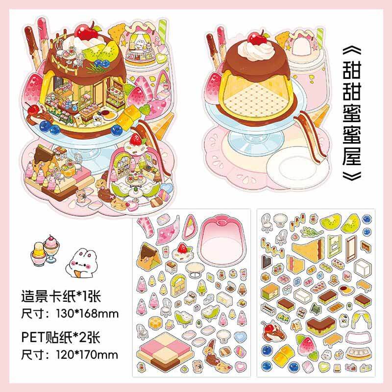 Epicurean Haven DIY 3D Scene Stickers — 4 Cute Miniature Food & Drink Scenes