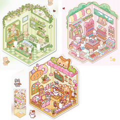 Fresh Bakes & Quick Stops DIY 3D Scene Stickers 2 Lovely Miniature Scenes