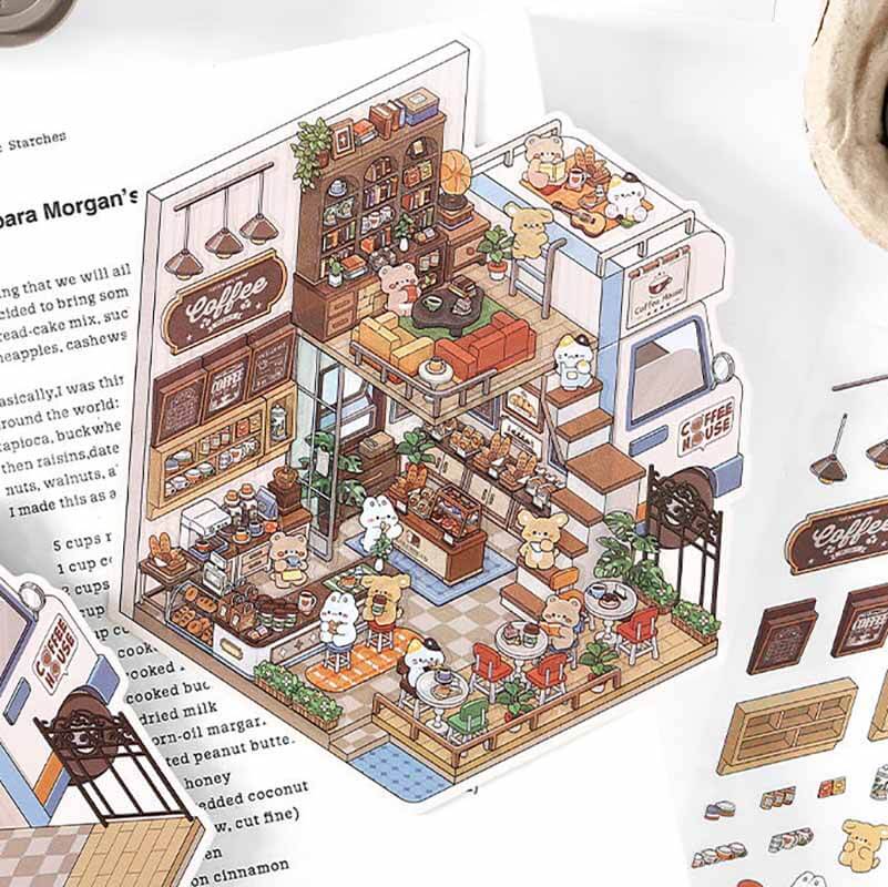 Fantasy Gift Shop DIY 3D Scene Stickers — 4 Cute Miniature Fantasy Shops