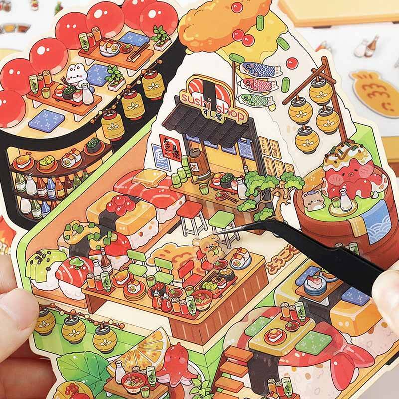 Epicurean Haven DIY 3D Scene Stickers — 4 Cute Miniature Food & Drink Scenes