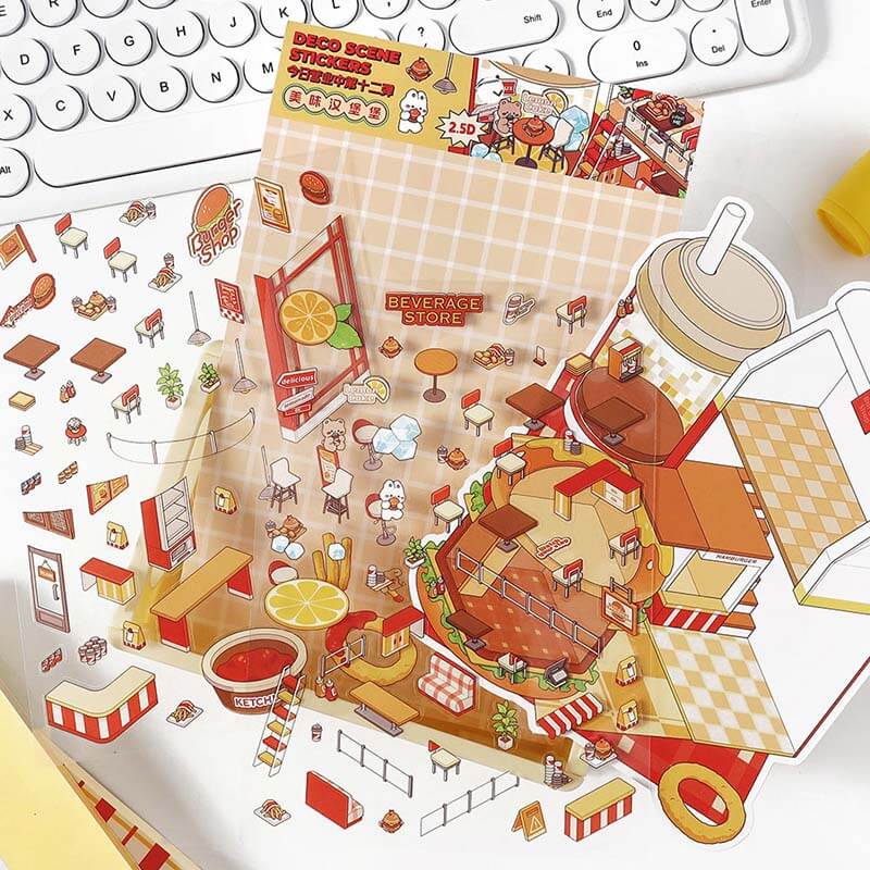 Epicurean Haven DIY 3D Scene Stickers — 4 Cute Miniature Food & Drink Scenes