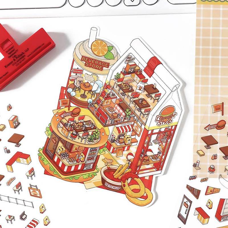 Epicurean Haven DIY 3D Scene Stickers — 4 Cute Miniature Food & Drink Scenes