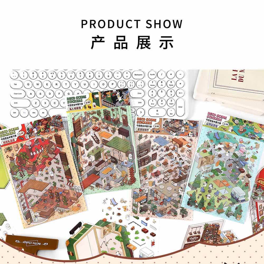 Fantasy Gift Shop DIY 3D Scene Stickers — 4 Cute Miniature Fantasy Shops