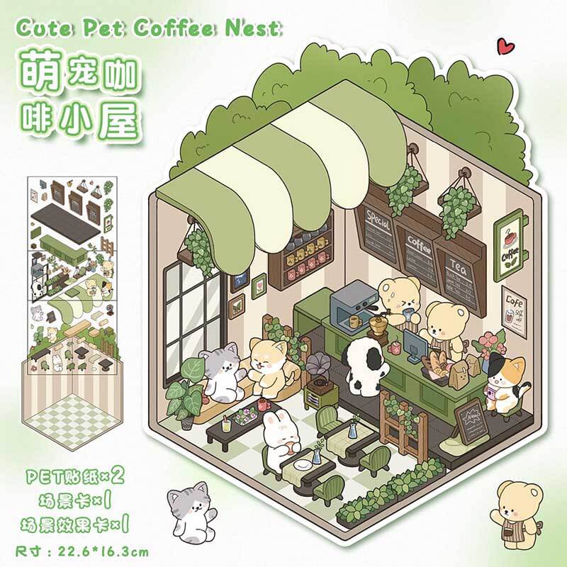 Furry Friends Town DIY 3D Scene Stickers — Lovely Miniature Town Scenes