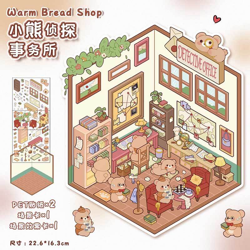 Furry Friends Town DIY 3D Scene Stickers — Lovely Miniature Town Scenes