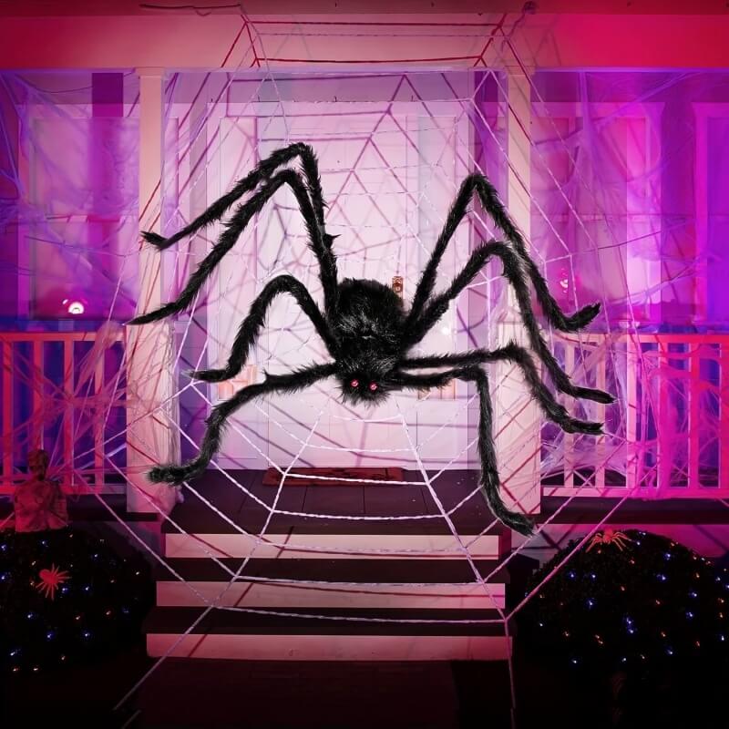 (Halloween Decorations) Black Scary Giant Fake Hairy Spider Props