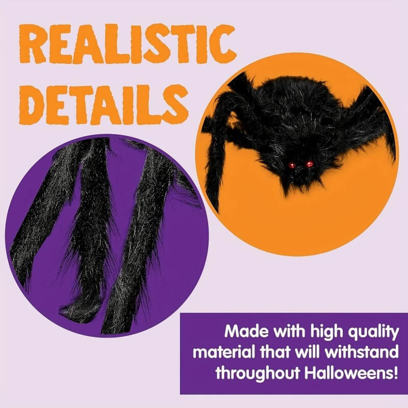 (Halloween Decorations) Black Scary Giant Fake Hairy Spider Props