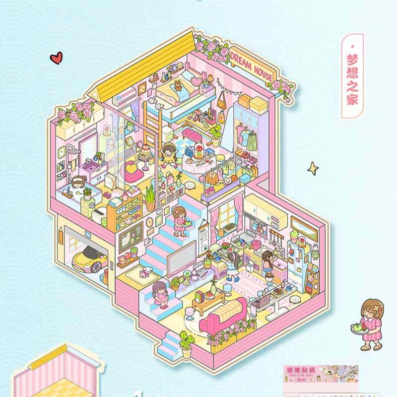 Magic Base DIY 3D Scene Stickers Lovely Miniature Scenes