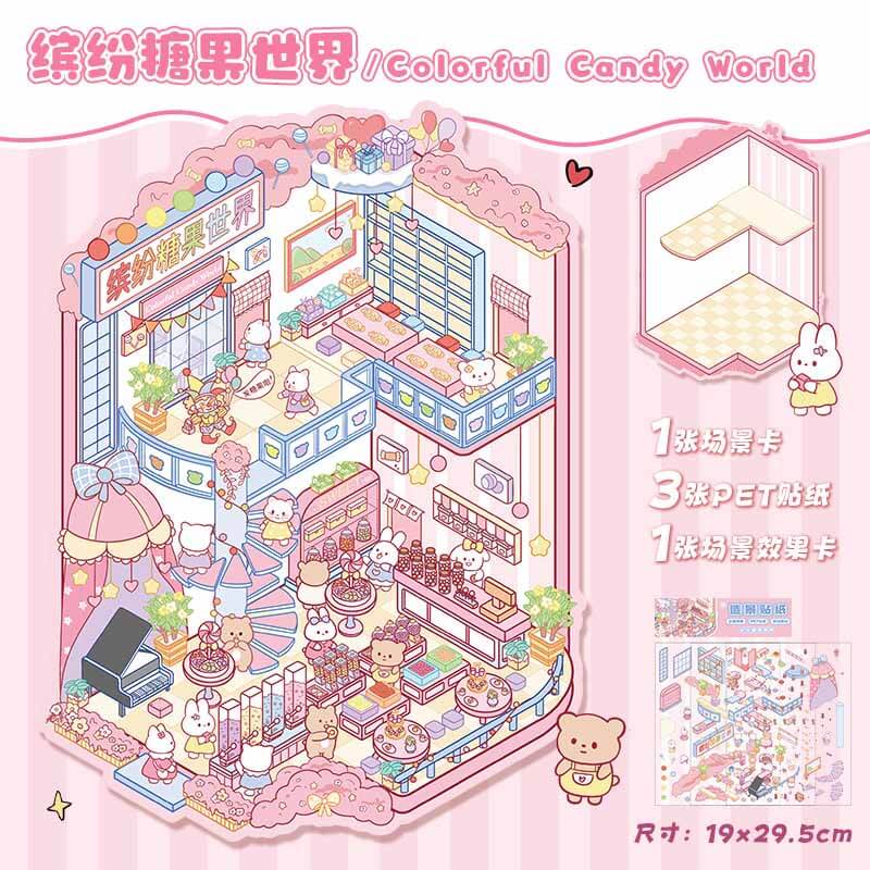 Magic Base DIY 3D Scene Stickers Lovely Miniature Scenes