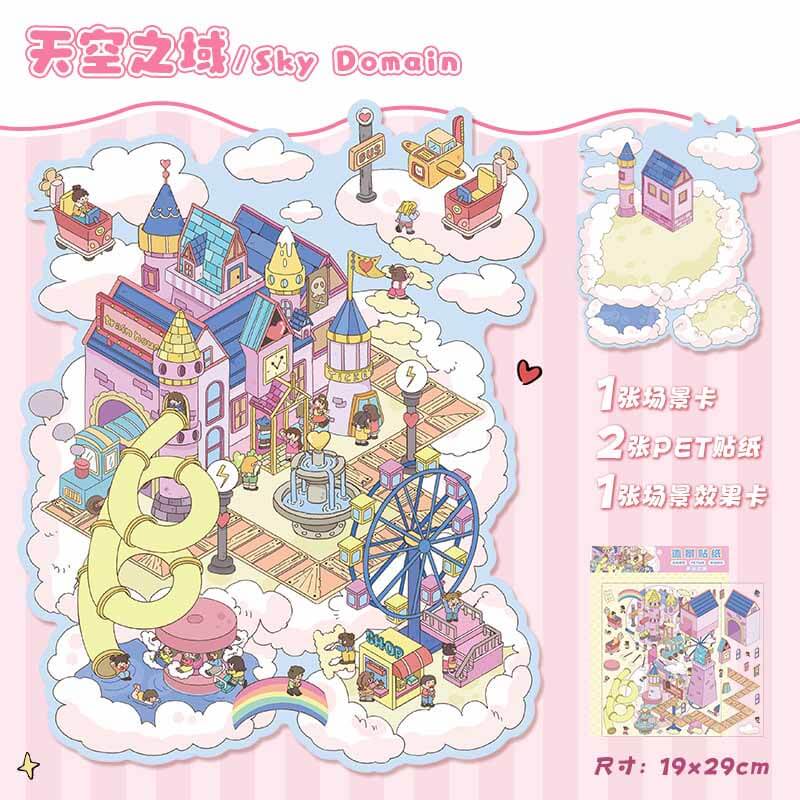 Magic Base DIY 3D Scene Stickers Lovely Miniature Scenes