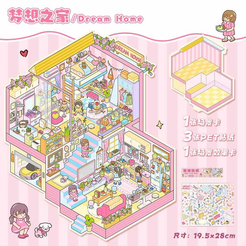 Magic Base DIY 3D Scene Stickers Lovely Miniature Scenes