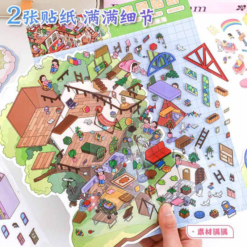 Magic Base DIY 3D Scene Stickers Lovely Miniature Scenes