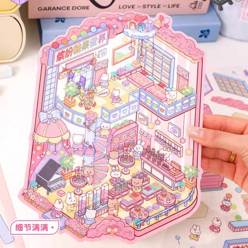 Magic Base DIY 3D Scene Stickers Lovely Miniature Scenes