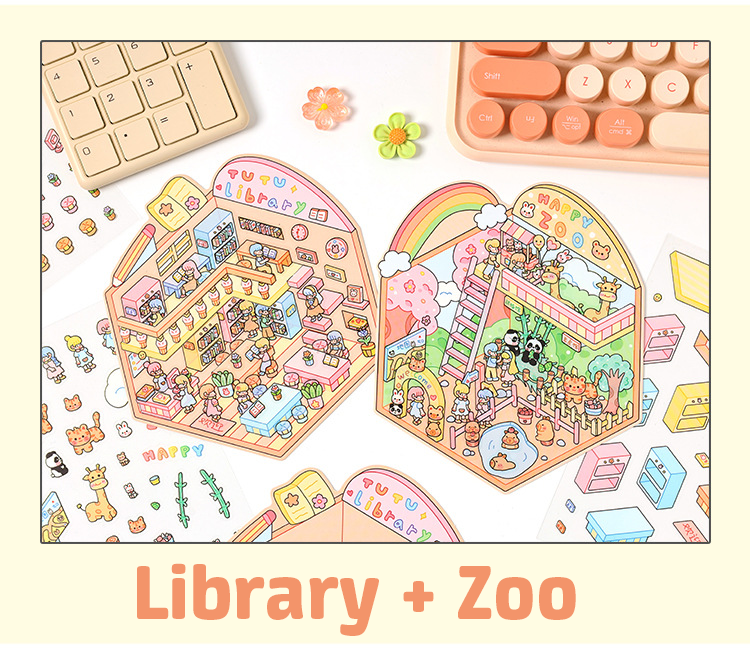 Popular Venues DIY 3D Sticker Collection — 8 Cute Miniature Scenes