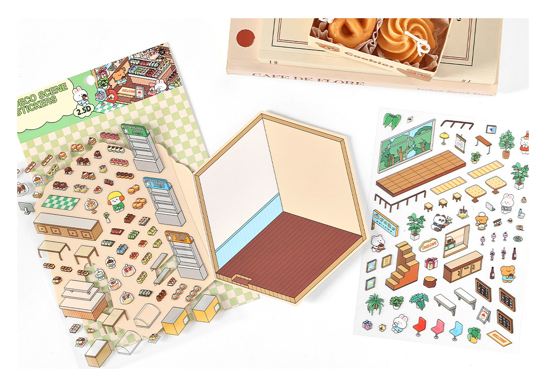 Fun Dessert House DIY 3D Scene Stickers — 3 Cute Miniature Dessert Themes