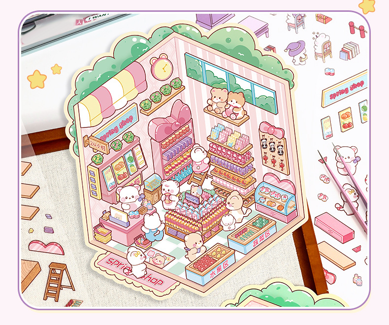 Fresh Bakes & Quick Stops DIY 3D Scene Stickers 2 Lovely Miniature Scenes