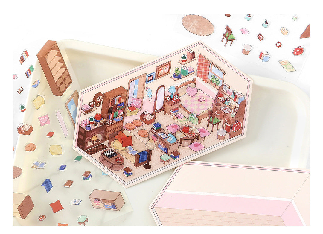 Corner Series: Sweet Sip Stay Shop DIY 3D Scene Stickers — 4 Lovely Miniature Shops