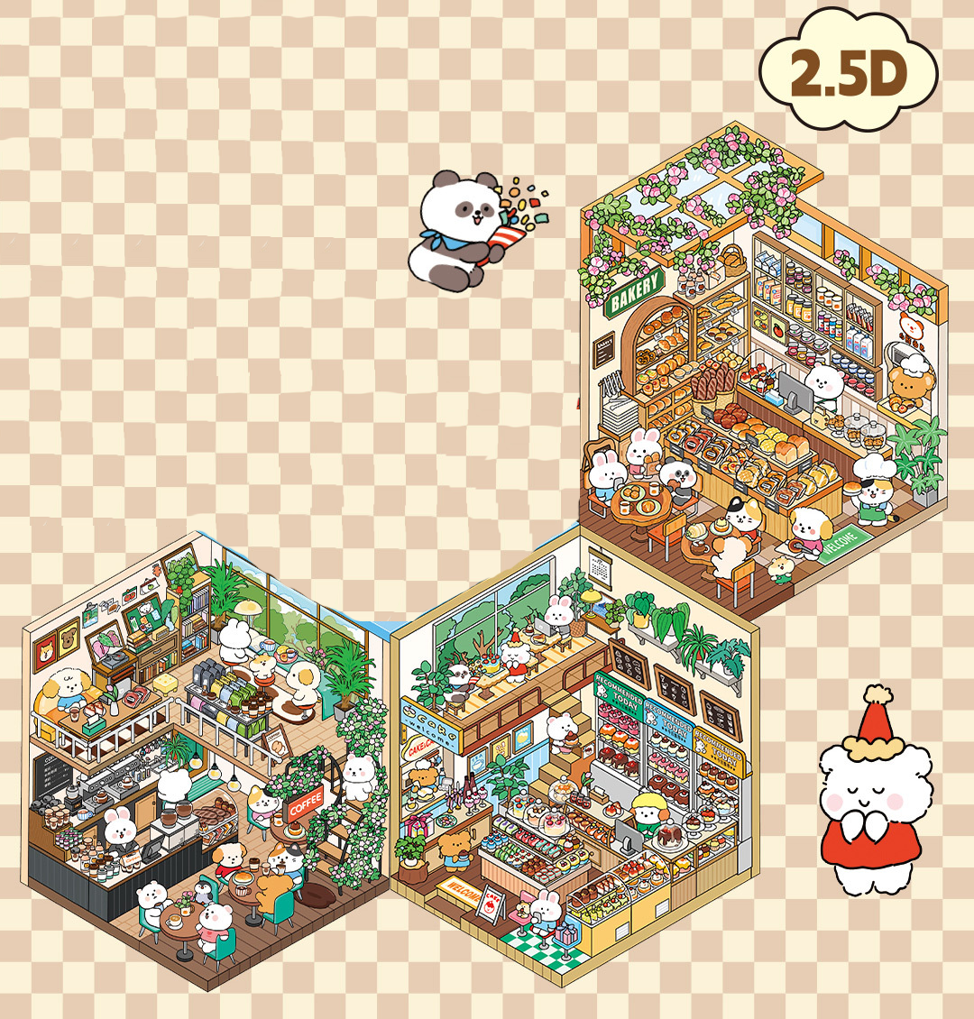 Fun Dessert House DIY 3D Scene Stickers — 3 Cute Miniature Dessert Themes