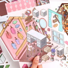 My Rooms DIY 3D Scene Stickers 3 Lovely Miniature Scenes(dressing room&study room&gaming room)