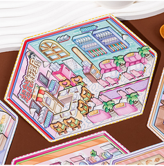 Sim Game Hut DIY 3D Scene Stickers 2 Lovely Miniature Scenes