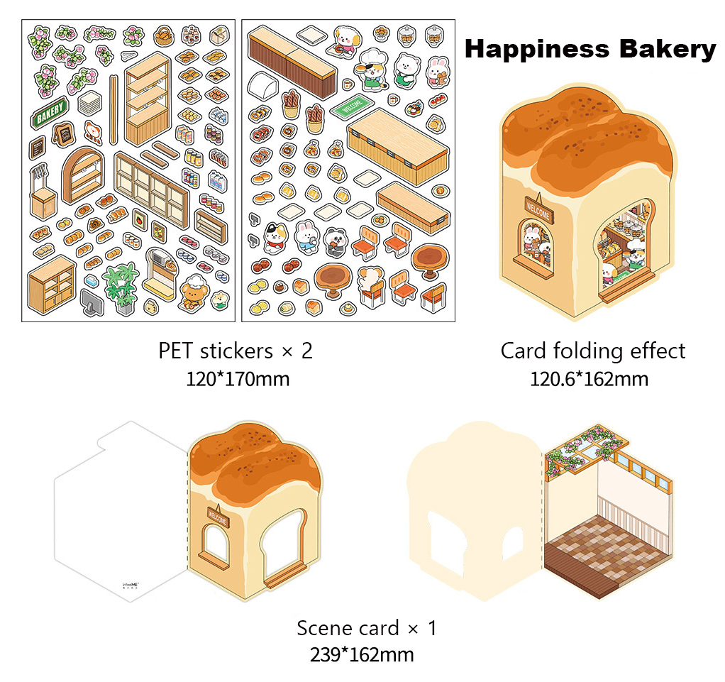 Fun Dessert House DIY 3D Scene Stickers — 3 Cute Miniature Dessert Themes