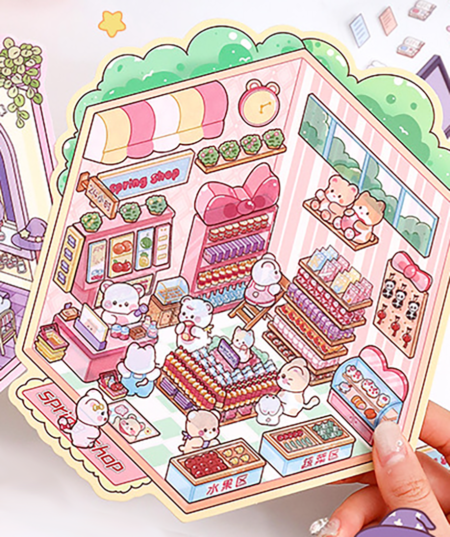 Fresh Bakes & Quick Stops DIY 3D Scene Stickers 2 Lovely Miniature Scenes