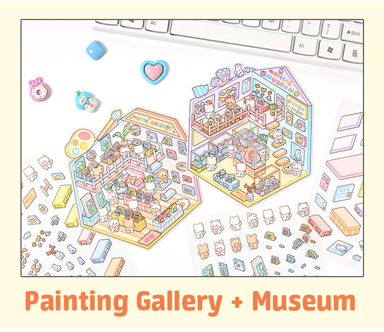 Popular Venues DIY 3D Sticker Collection — 8 Cute Miniature Scenes