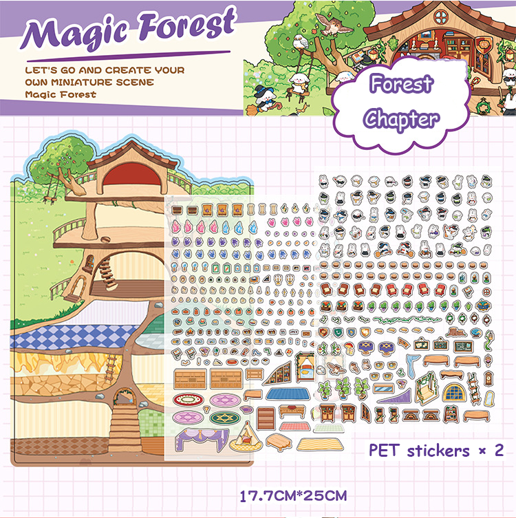 Apartment Theme DIY 3D Scene Stickers 2 Cute Miniature Scenes
